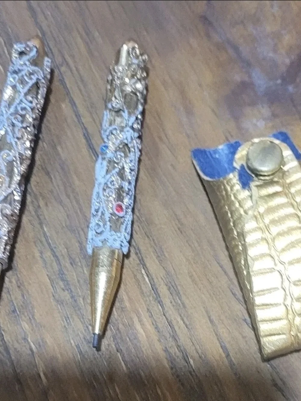 Vintage 1950s Delicate Gold Filigree Mini Pen & Working Pencil Set